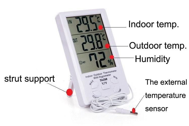 Digital Indoor and Outdoor Thermometer with Hygrometer TA298 price in